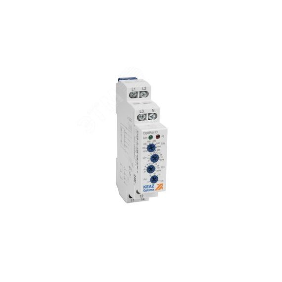 Реле контроля фаз OptiRel D PHS-3-1M-06-PN-2 повышенного/пониженного настр асимметрии 3Ф+N 2CО КЭАЗ 331996