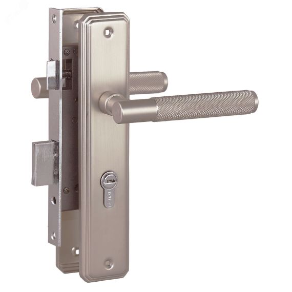 Замок врезной БУЛАТ ЗВ4-1.70.02.08 ФЕРОНА матовый никель 5 перф.кл. с/руч ПТК 15407