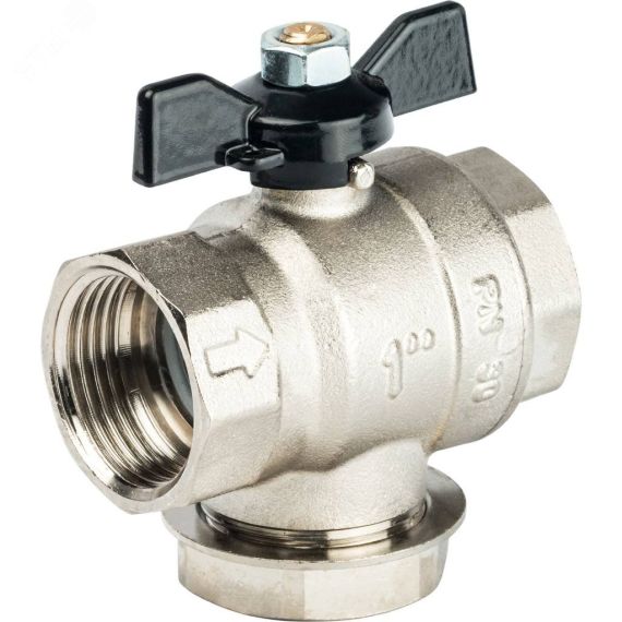 Кран шаровой с фильтром 1' ручка бабочка STOUT SVF 0002 000025