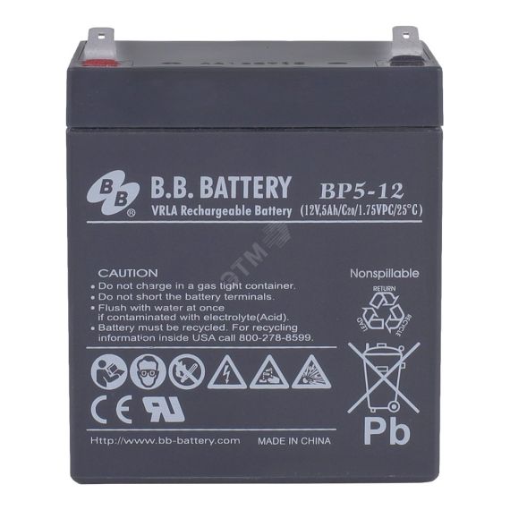 Аккумулятор 12В 5Ач B.B.Battery BP 5-12