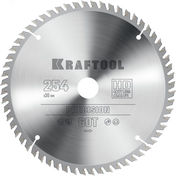 Диск пильный по дереву PRECISION 254х30мм 60Т KRAFTOOL 36952-254-30