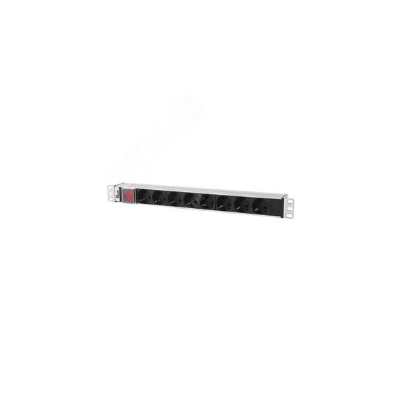 Блок розеток Rem-10 без шнура с выключателем 8 Sсhuko вход IEC 60320 C14 10A 19' REM R-10-8S-V-440-Z