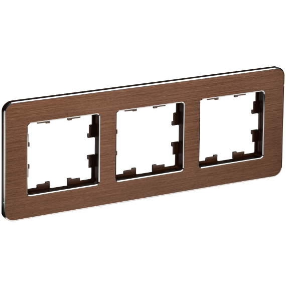 BRITE Рамка 3-местная РУ-3-1-Бр металл коричневый RE AL IEK