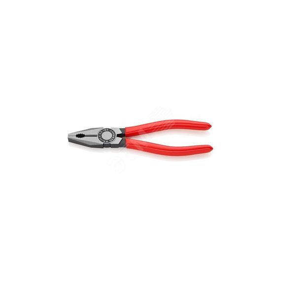 Плоскогубцы комбинированные резка - проволока средней твердости 34мм твердая проволока 22мм кабель 12мм (16мм) L=180мм черные обливные рукоятки Knipex KN-0301180