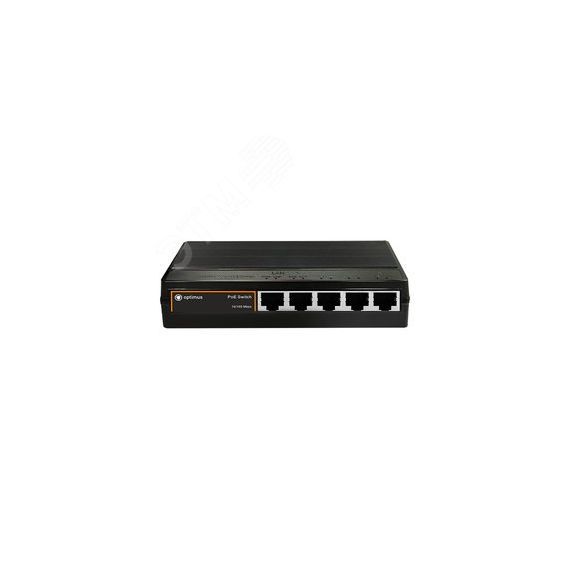 Коммутатор неуправляемый PoE 4 порта 100 Мб/с RJ45, 65 Вт Optimus CCTV U1I-4F1b/1F