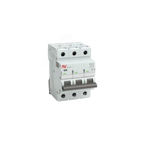 Выключатель автоматический AV-10 3P 20A (B) 10кА AVERES EKF mcb10-3-20B-av