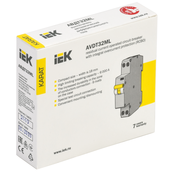 Выключатель автоматический дифференциального тока АВДТ32ML тип A С32 30мА KARAT IEK