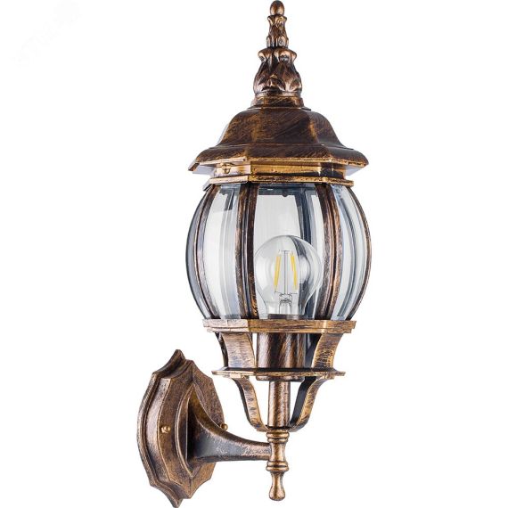 Светильник НБУ-100w вверх Е27 IP44 черный/золото FERON 8101 чер/зол