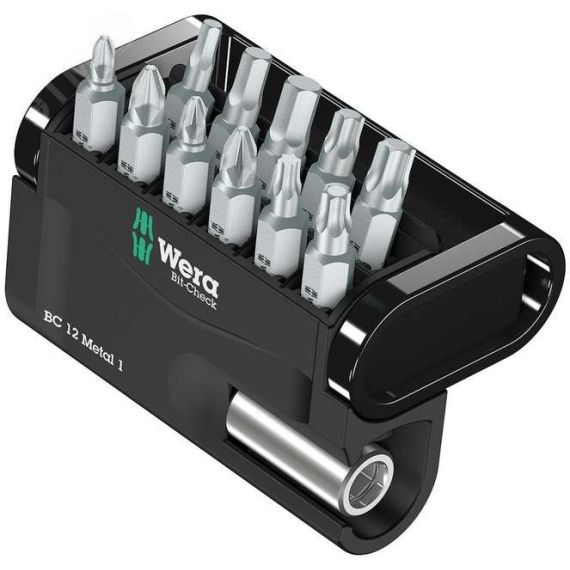 Набор бит с битодержателем Bit-Check 12 Metal 1 для работ по металлу 12 предметов WERA WE-057424