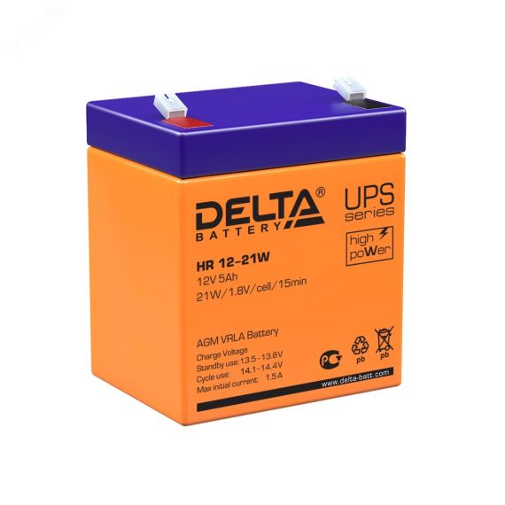 Аккумулятор HR 12В 7Ач Delta HR 12-28 W