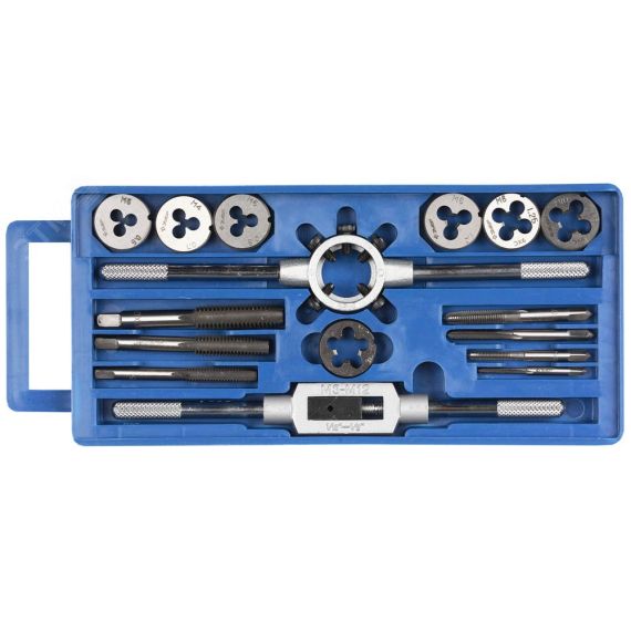 Набор метчиков и плашек в пластиковом боксе, сталь 9ХС 16 предметов ЗУБР 28122-H16