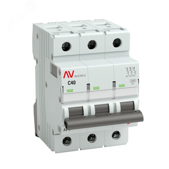 Выключатель автоматический AV-10 3P 40A (C) 10кА AVERES EKF mcb10-3-40C-av