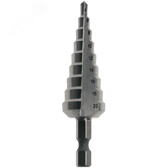 Сверло ступенчатое HSS с прямым желобком, 4-20x75, 1/4'' Makita D-40098