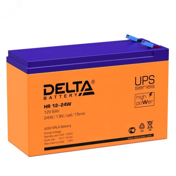 Аккумулятор HR 12В 6Ач Delta HR 12-24 W