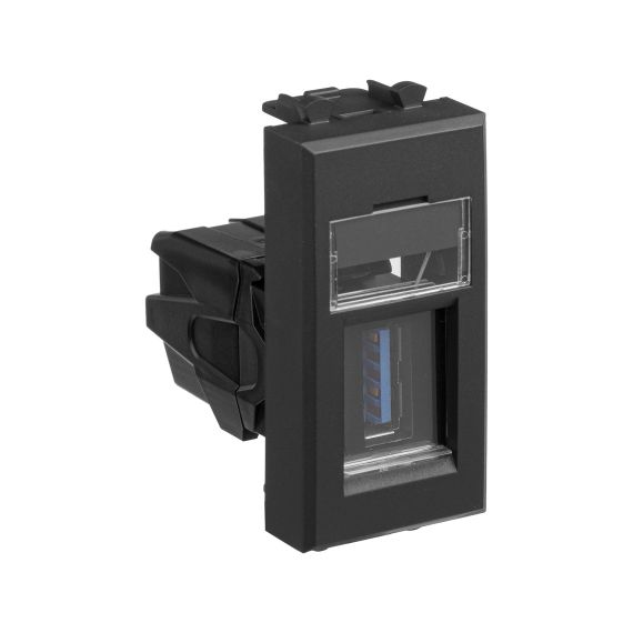 USB 3.0 розетка модульная, тип А-А, &quot;Avanti&quot;, &quot;Черный матовый&quot;, 1 модуль
