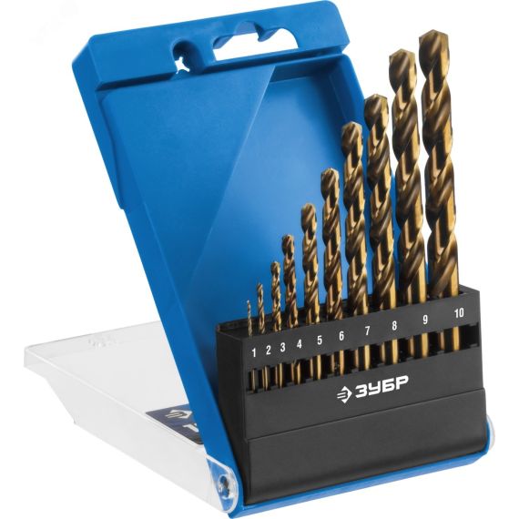 Набор сверл по металлу, 10шт(1-10мм), сталь Р6М5К5, класс А, кобальт ЗУБР 29626-H10_z01