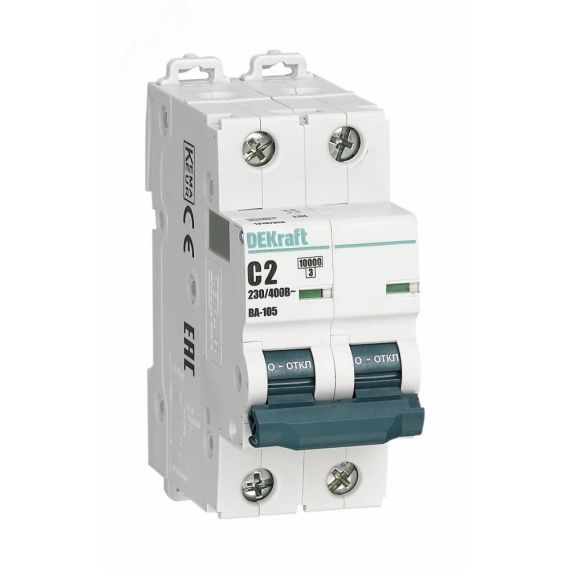 Выключатель автоматический 2P кривая C 2A 10кА ВА-105 SE (Dekraft) 13161DEK