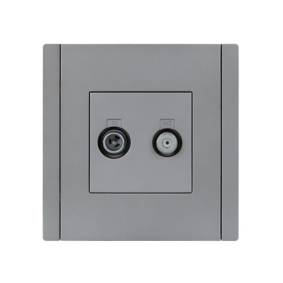 FORTE&PIANO Розетка двойная TV+SAT FP538 сталь IEK