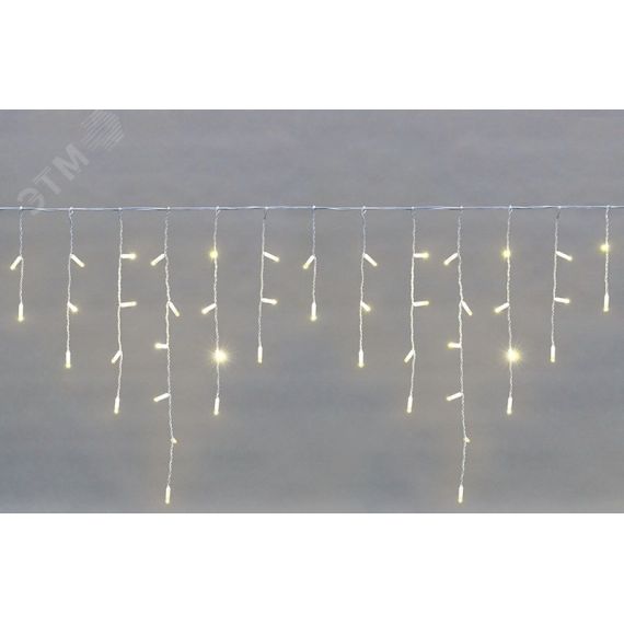 Гирлянда светодиодная Бахрома (Айсикл), 2,4х0,6м, 88 LED ТЕПЛЫЙ белый, белый ПВХ, IP65, эффект мерцания, 230В Neon-Night 255-038