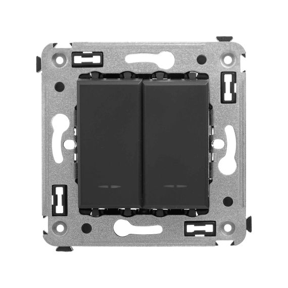 Инвертор двухклавишный в стену, &quot;Avanti&quot;, &quot;Черный матовый&quot;