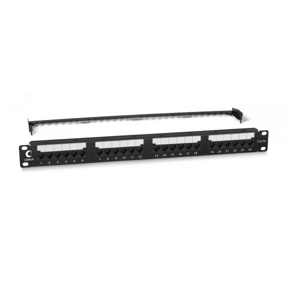 Патч-панель IDC 19' (1U), 24 порта RJ-45, категория 5e, Dual IDC, с задним кабельным организатором, new Cabeus PL2-24-Cat.5e-Dual