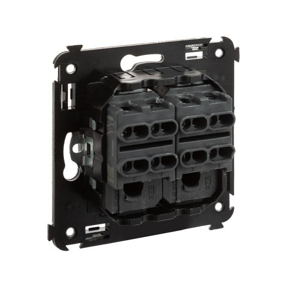 Инвертор двухклавишный в стену, &quot;Avanti&quot;, &quot;Черный матовый&quot;