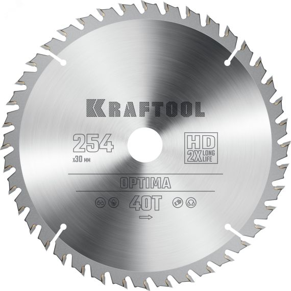 Диск пильный по дереву Optima 254х30мм 40Т KRAFTOOL 36951-254-30