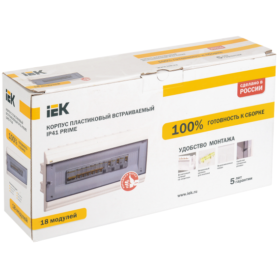 PRIME Корпус пластиковый ЩРВ-П-18 модулей встраиваемый белый IP41 IEK