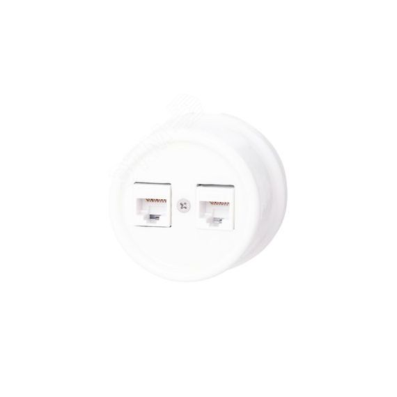 Розетка Лизетта RJ45 информационная двойная, керамика, цвет белый Бирони B1-302-01