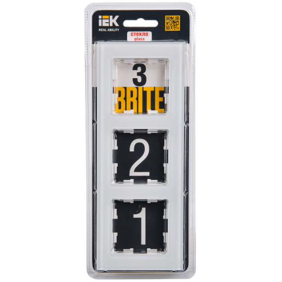 BRITE Рамка 3 -местная РУ-3-2-БрБ стекло белый IEK