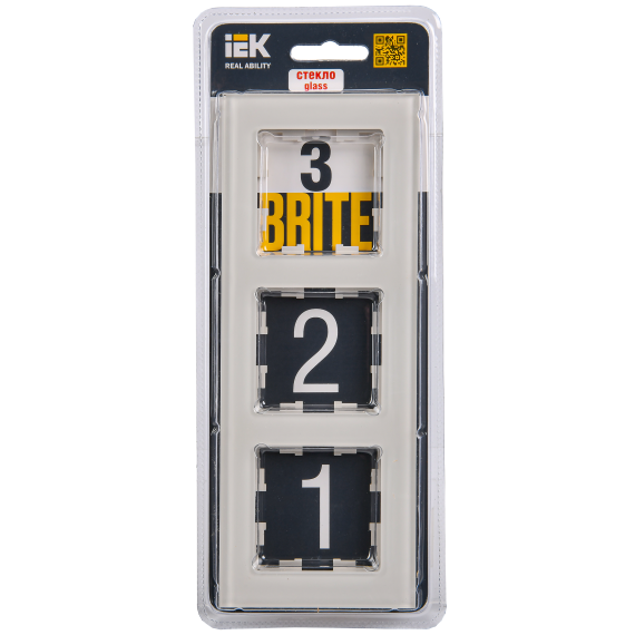 BRITE Рамка 3 -местная РУ-3-2-БрВа стекло ванильный IEK
