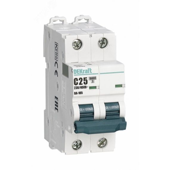 Выключатель автоматический 2P кривая D 20A 10кА ВА-105 SE (Dekraft) 13214DEK