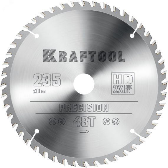 Диск пильный по дереву PRECISION 235х30мм 48Т KRAFTOOL 36952-235-30