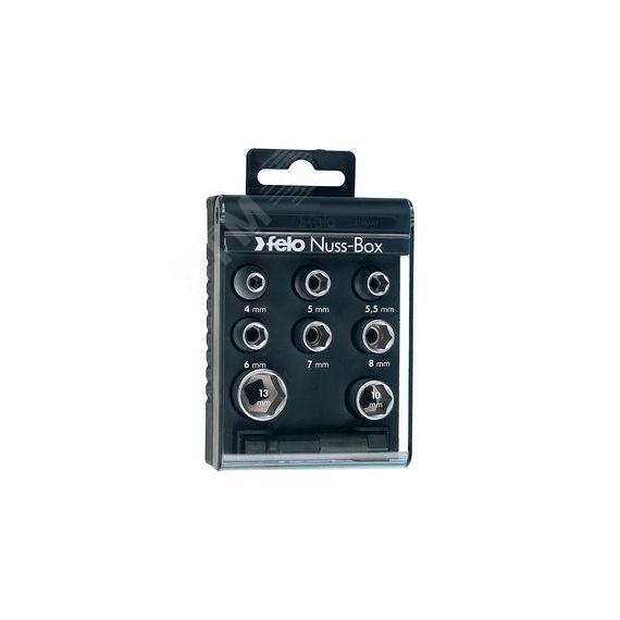Набор метрических головок с адаптером 50мм с 1/4'' на E6,3 в кейсе, 9шт Felo 05798106