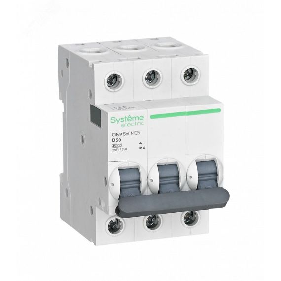 Выключатель автоматический трехполюсный 50А B 4.5kA 400В City9 Set SE (Systeme) C9F14350