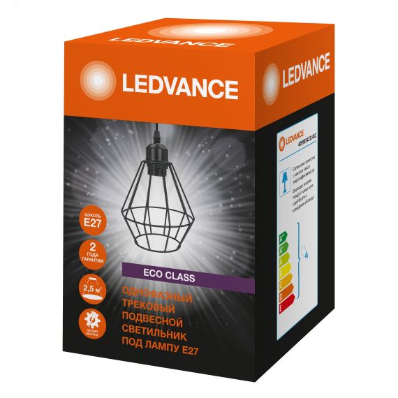 Светильник трековый LEDVANCE ECO PENDTRACKSP 1PH E27 BKDD 18X1RULEDV LEDVANCE 4099854231452