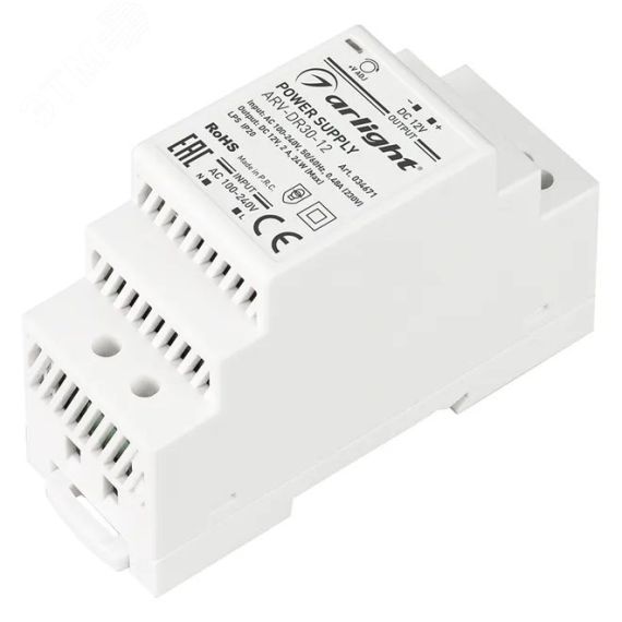 Блок питания ARV-DR30-12 (12V, 2A, 24W) ( ,IP20 DIN-рейка) Arlight 034671