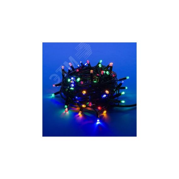 Гирлянда светодиодная с эффектом мерцания 10м Соединяемая 120 светодиодов Разноцветный свет Провод черный ULD-S1000-120/TBK MULTI IP67 Uniel UL-00003943