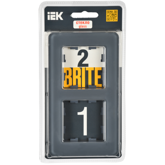 BRITE Рамка 2-местная РУ-2-2-Бр стекло графит RE IEK