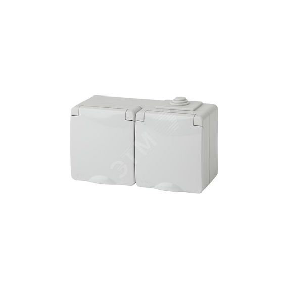 Розетка 2х2P+E гориз. IP65, 16A-250В, ОУ, Эра Эксперт, серый, 11-2603-03 ЭРА Б0035991