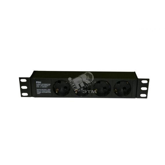Блок розеток 10' 250В 1U 16А 4хSchuko IEC 60320 C14 алюминиевый Hyperline 255009