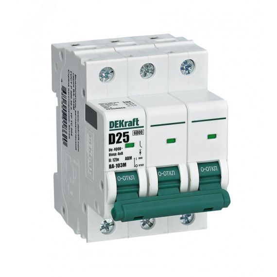 Выключатель автоматический 3P 63А  D 6кА ВА-103M SE (Dekraft) 12562DEK
