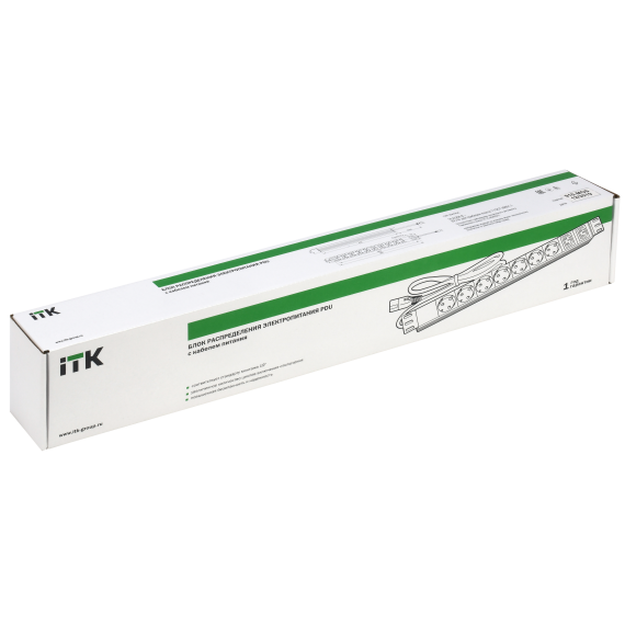ITK PDU 7 розеток немецкий стандарт + 2 С13 1U кабель 2м вилка C14