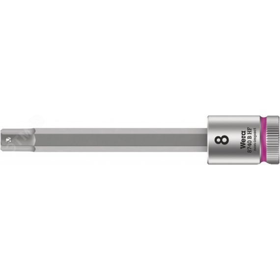 Головка торцевая 8740 B Hex-Plus HF Zyklop со вставкой под внутренний шестигранник DR 3/8 с функцией фиксации крепежа 8 x 100 мм WERA WE-003040