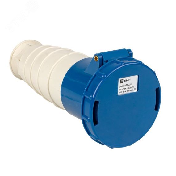 Розетка кабельная 63А 2Р+Е IP44 переносная 220В 233 EKF ps-233-63-220