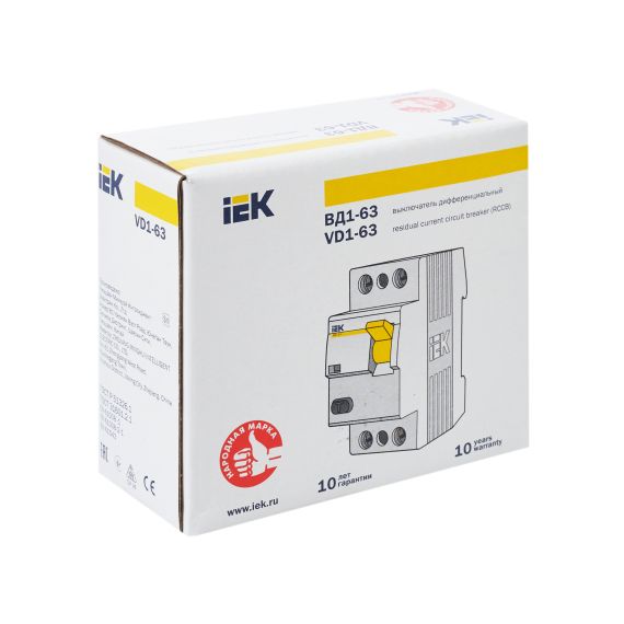 Выключатель дифференциальный (УЗО) ВД1-63 2Р 40А 300мА IEK