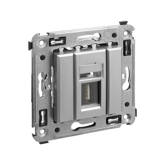 USB 2.0 розетка одинарная в стену, тип А-А, "Avanti", "Закаленная сталь" USB 2.0 розетка одинарная в стену, тип А-А, "Avanti", "Закаленная сталь"