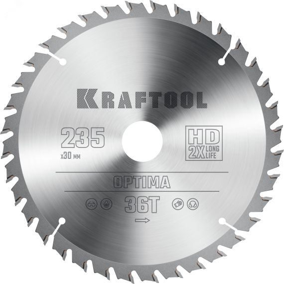 Диск пильный по дереву Optima 235х30мм 36Т KRAFTOOL 36951-235-30