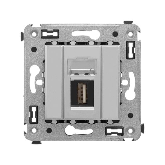 USB 2.0 розетка одинарная в стену, тип А-А, "Avanti", "Закаленная сталь" USB 2.0 розетка одинарная в стену, тип А-А, "Avanti", "Закаленная сталь"