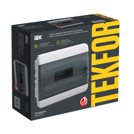 TEKFOR Корпус пластиковый ЩРВ-П-12 IP41 черная прозрачная дверь IEK